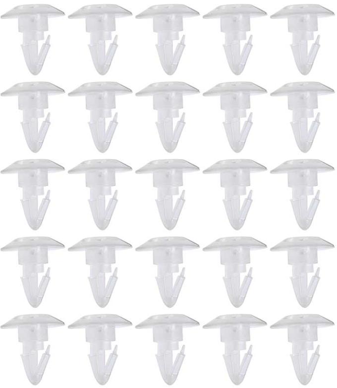 Plastic Retainer Set, Push-In Type, 1" Head Diameter, For 1/2" Hole, GM # 473798, 5930892, 5973400, Clear, 25 Pieces