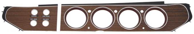 OER 1970-71 Mopar E-Body, Woodgrain Rallye Gauge and Switch Panel Bezel Set, Hardtop, 4 Switch ME1484