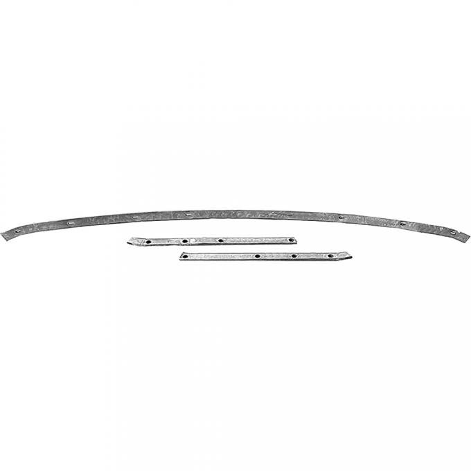 1967-69 Dodge Dart, Convertible Top Rear Tack Strip Bow Set, Tacking Rail, Trimstick, 3-Piece