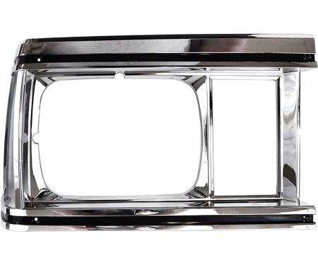 1982 El Camino, Caballero, Malibu, Headlamp Bezel, Chrome/Black, RH
