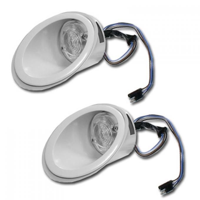1967-68 Mustang Park Lamp Assembly Set With Bezels - LH & RH