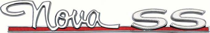 1964 Chevrolet, "Nova SS" Front Fender Emblem, with White SS Lettering, Each, GM Licensed