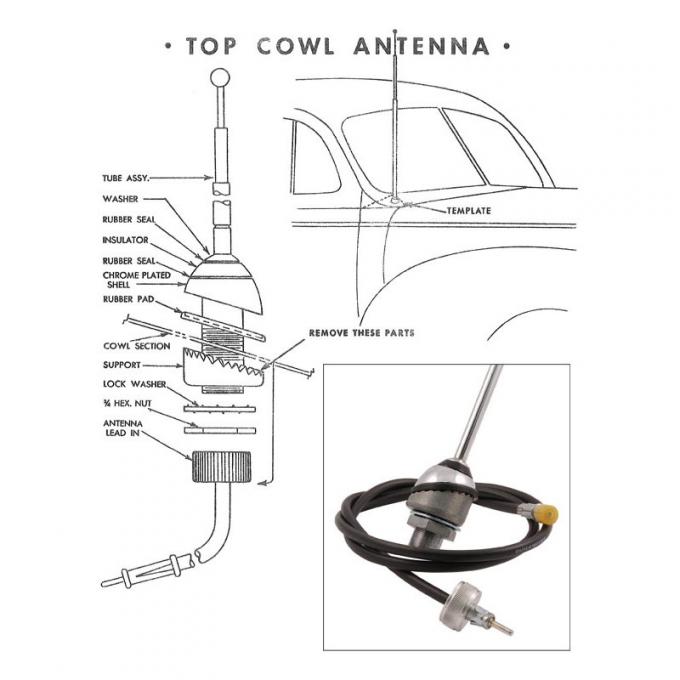 Dennis Carpenter Radio Antenna Assembly - 1949-51 Ford Car   8A-18813