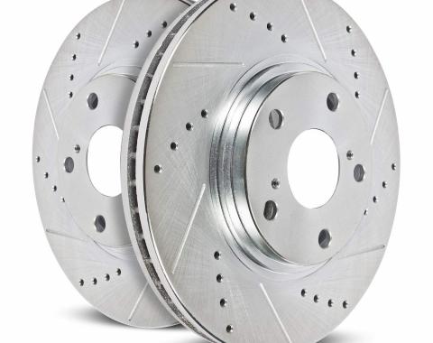 Corvette Brake Rotor, Left, Front, Slotted and Cross Drilled, 1965-1982