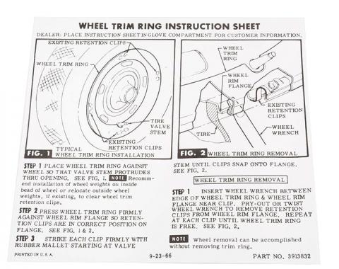 Corvette Card, Trim Ring-Glove Box, 1967-1972