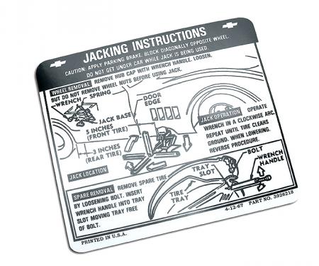 Corvette Decal, Jacking Instruction, 1968-1972