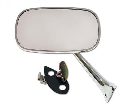 Corvette Outside Mirror, Chrome, Left With Mounting Kit 1975-1979