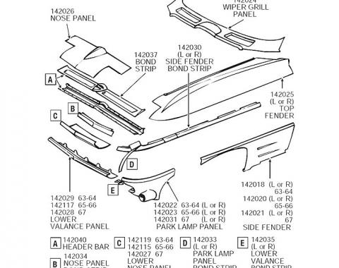 Corvette Nose Panel, Front Upper, 1965-1967