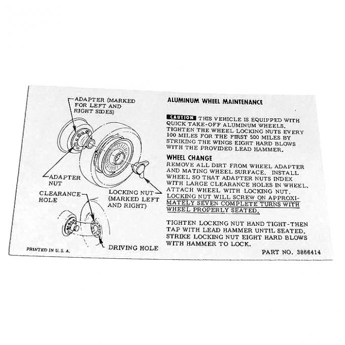 Corvette Instructions, Knock Off Wheel-Glovebox, 1964-1966