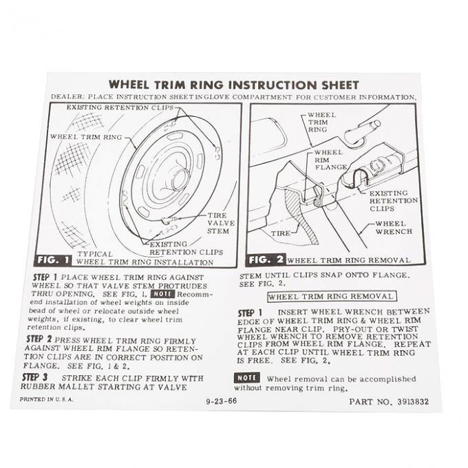 Corvette Card, Trim Ring-Glove Box, 1967-1972