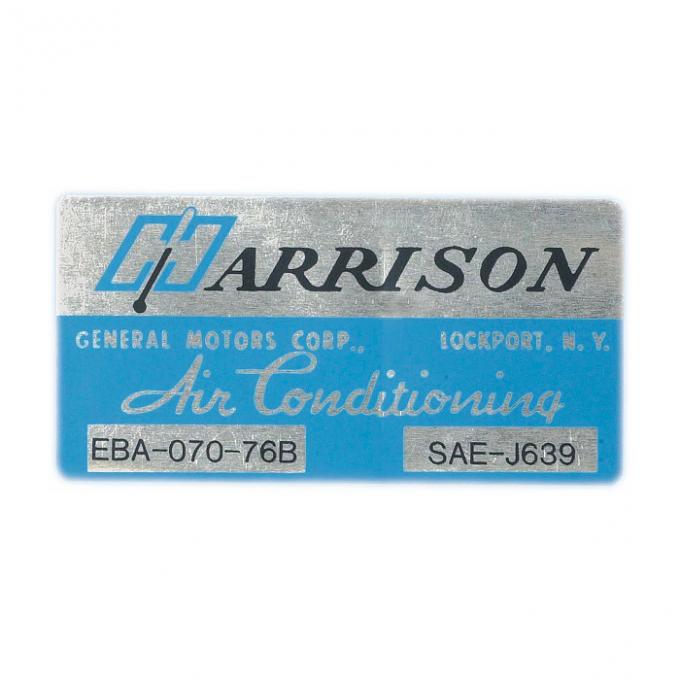 Corvette Decal, Air Conditioning Foil Plate, 1976