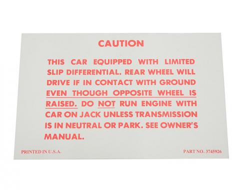 Corvette Decal, Positraction, 1957-1958