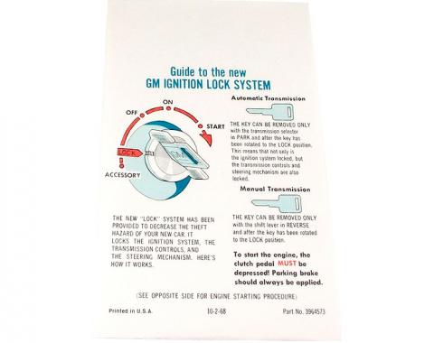 Corvette Instructions, Start & Interlock, 1969