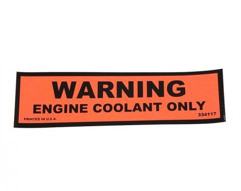 Corvette Decal, Coolant Warning, 1974-1978