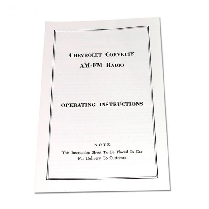Corvette Instructions, Radio AM/FM, 1963